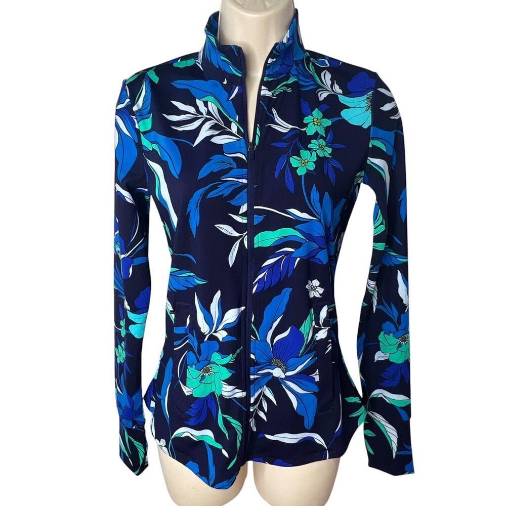 Tommy Bahama Everyday Active Blooms Golf Jacket Blue Floral Size XS
